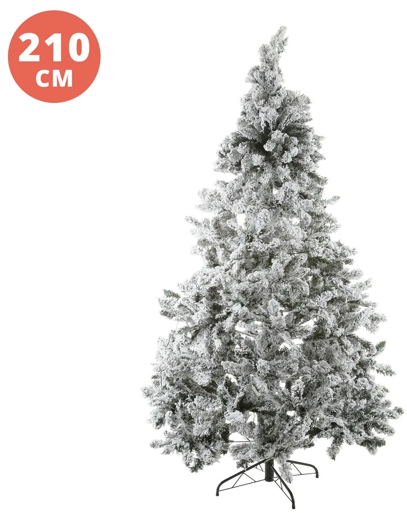 Albero Natale innevato 210 cm con luci led La Thuile