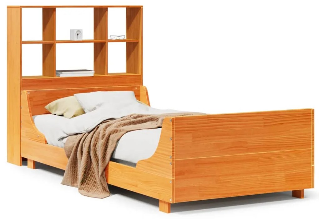 Letto libreria senza materasso marrone cera 90x200 cm legno