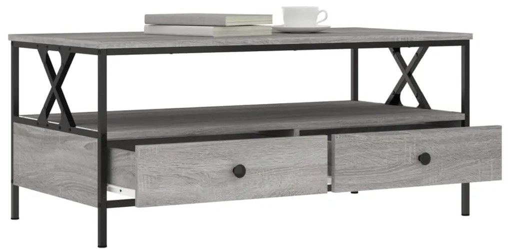 Tavolino da salotto grigio sonoma 100x51x45cm legno multistrato