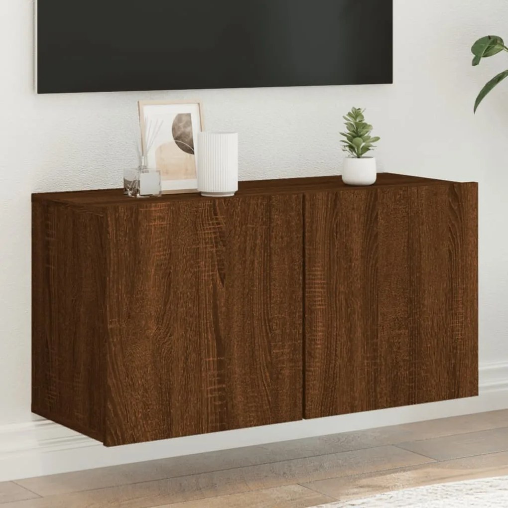 Mobile Tv A Parete Rovere Marrone 80x30x41 Cm /