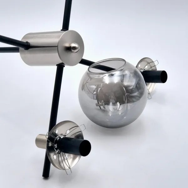 Lampadario a sospensione con supporto rigido LILOU 4xE14/5W/230V cromo opaco/fumé