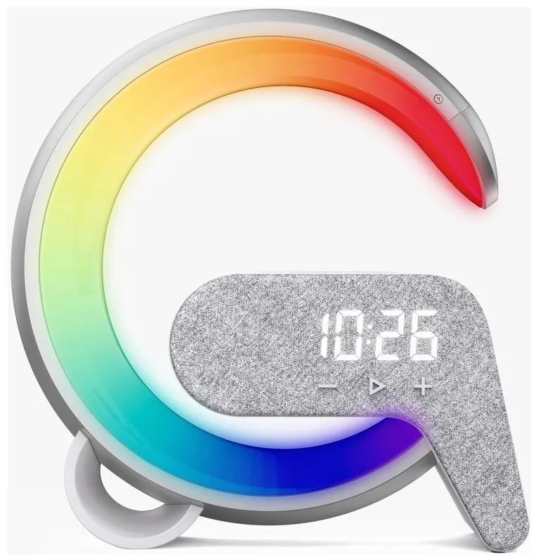 Immax 08987L-LEDRGB Lampada dimmerabile con sveglia e Qi di ricarica 30W/230V argento
