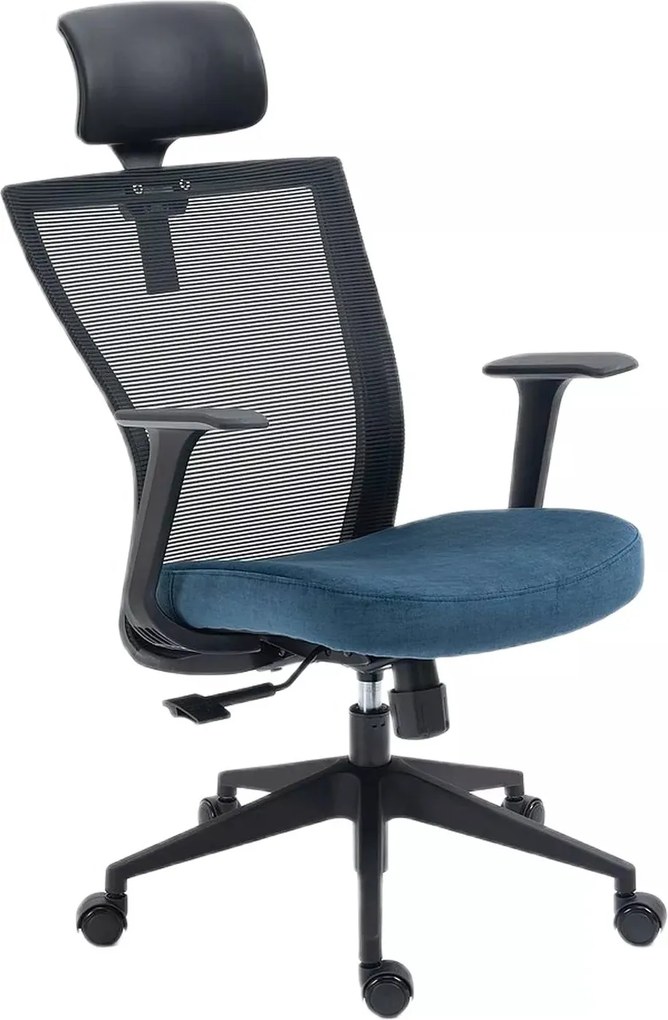 Sedia da ufficio Q-328H blu e nera – 62x48x97 cm