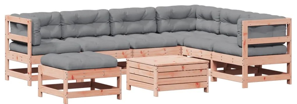 Set divani giardino 8 pz con cuscini legno massello di douglas