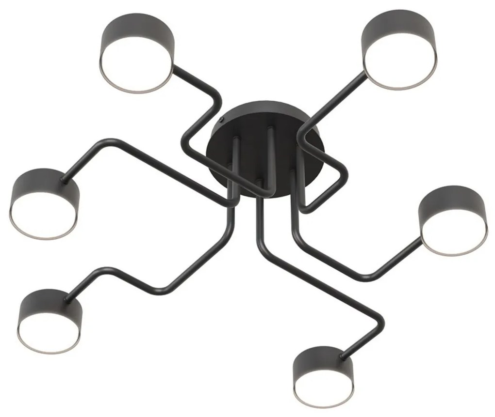 Lampada da soffitto in acciaio KURAGE 6 nera 6xGX53