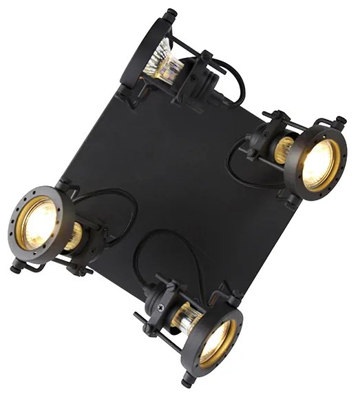 Faretto industriale nero 4 luci - Suplux