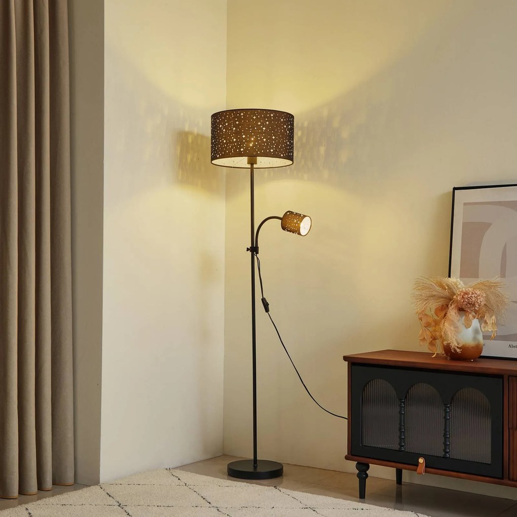 Lampada da terra Melanie Lindby, Alluminio / Grigio / Zincato, Soggiorno / Sala da pranzo, Metallo, Moderno, Lampada da terra