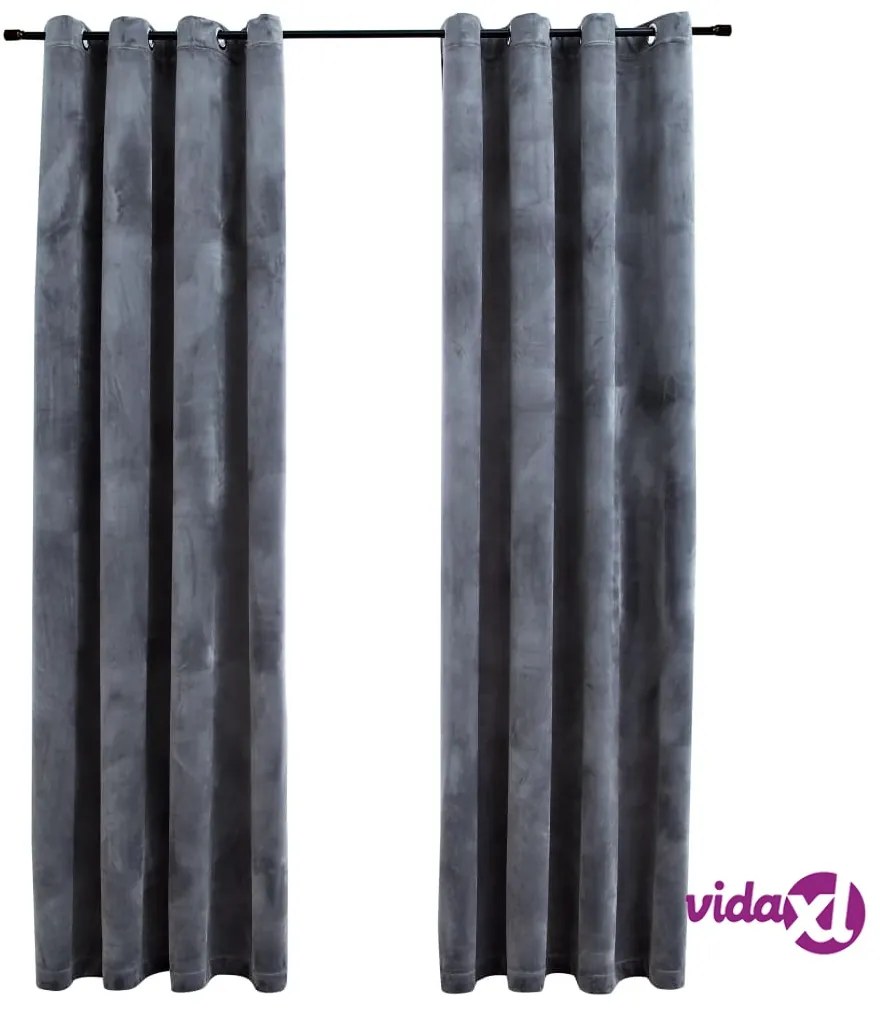 vidaXL Tende Oscuranti con Anelli 2 pz Antracite in Velluto 140x245 cm