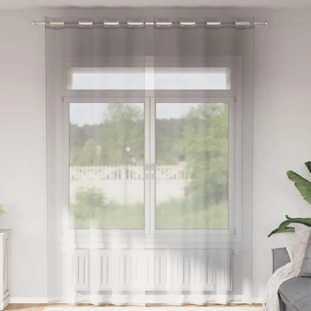 Tende İn Voile Con Occhielli 2 Pz Grigio Chiaro 140x260 Cm /