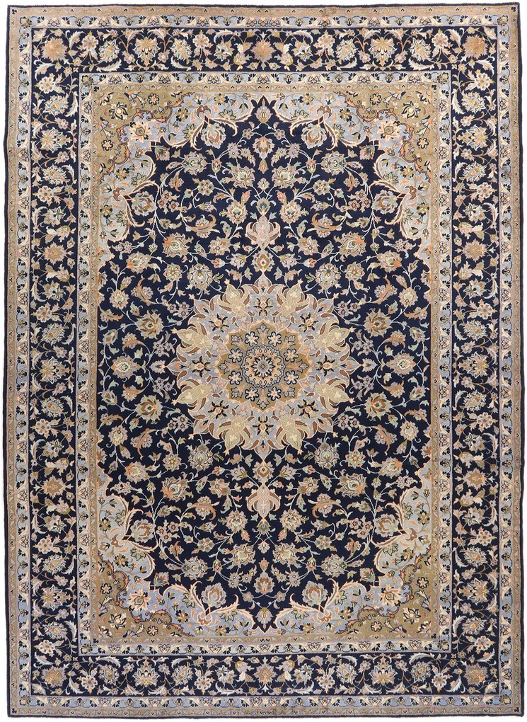 Kashan Tappeto persiano 290 x 400 Blu (Iran) Annodato A Mano