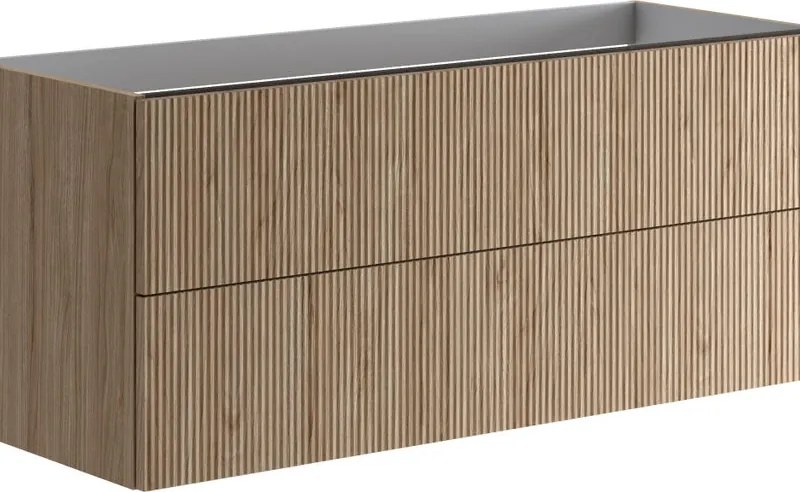 Mobile da bagno sospeso sotto lavabo Opera 2 cassetti ideale per doppia vasca L119.5 x H50 x P45.5cm noce
