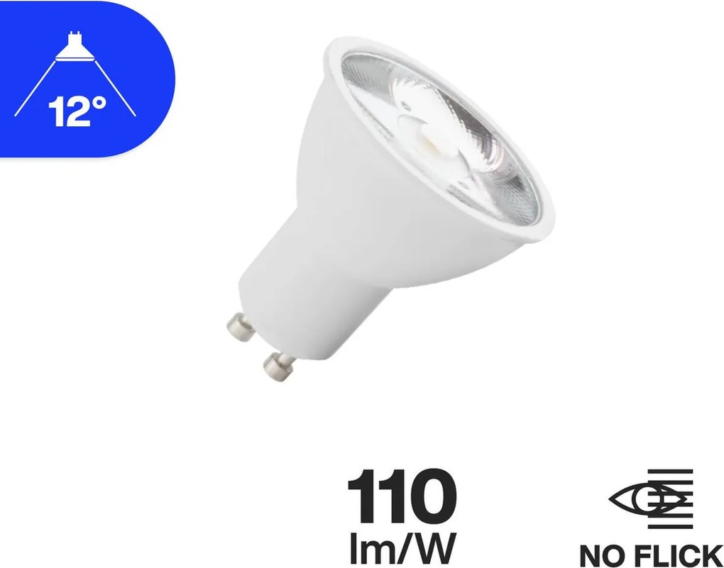 Lampada LED GU10 6W 100lm/W - Angolo 12° Colore Bianco Caldo 2.700K