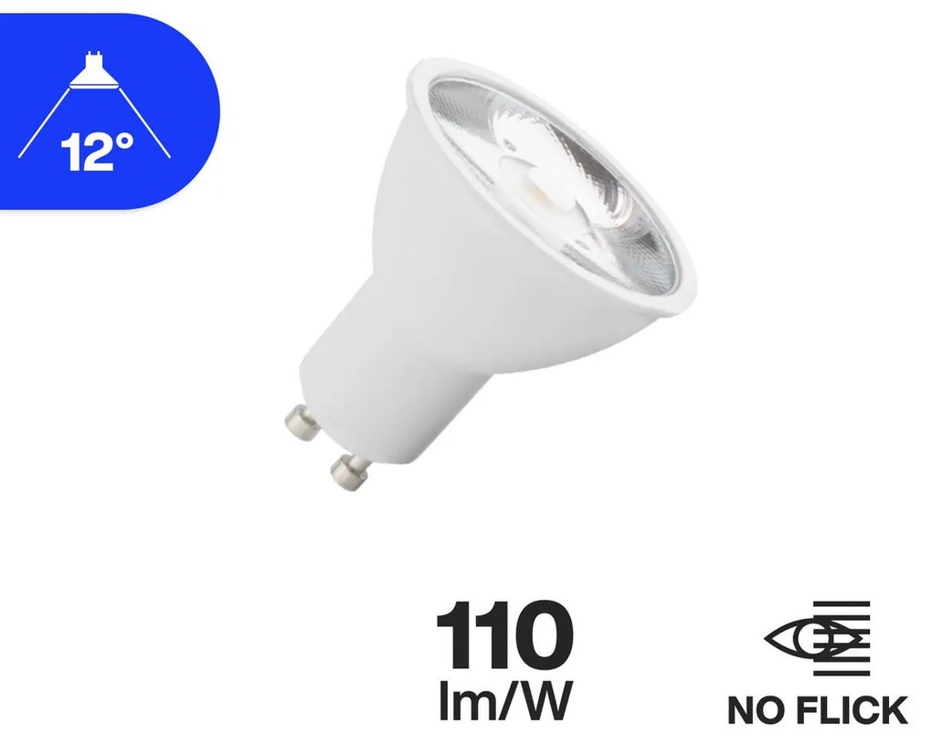 Lampada LED GU10 6W 100lm/W - Angolo 12° Colore Bianco Freddo 6.000K