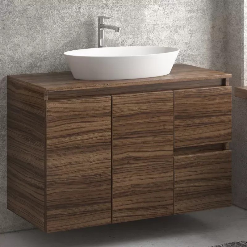 Mobile bagno 100cm sospeso con due cassetti e due ante TOD-100PS - KAMALU