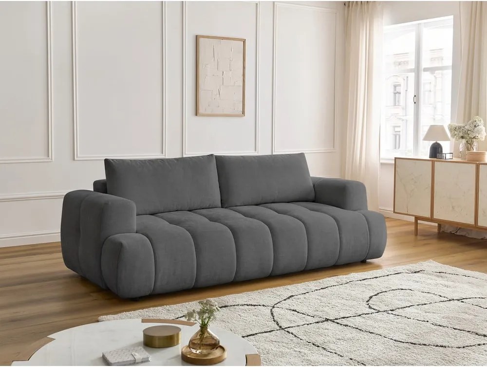 Divano grigio scuro allungabile e con contenitore 251 cm Fuji – Bobochic Paris