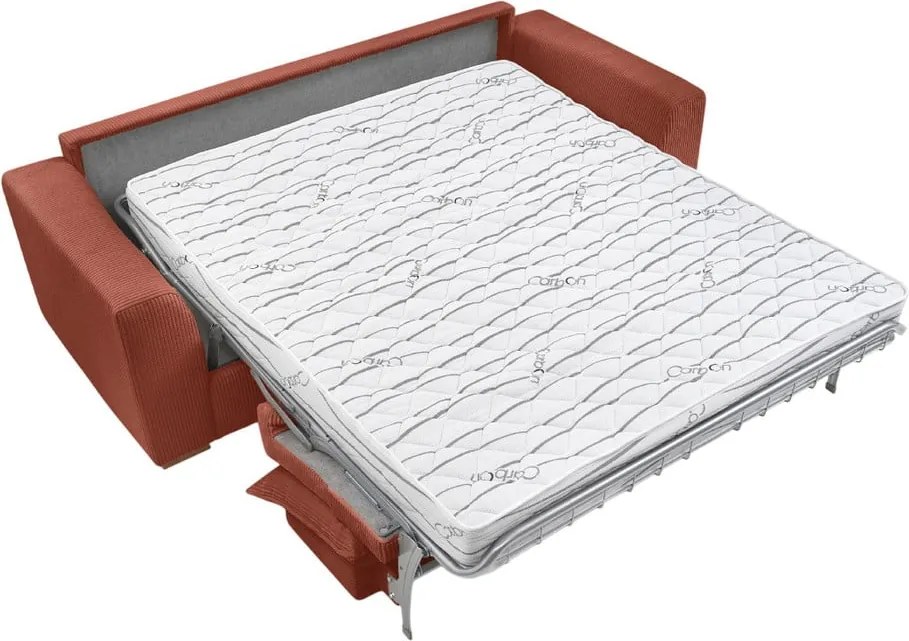 Divano color mattone allungabile con rivestimento in velluto a coste 225 cm Augustin – Bobochic Paris