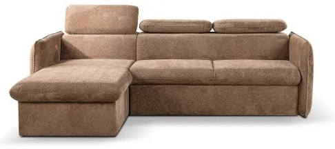 Divano angolare letto BEJA beige con contenitore, lato sinistro