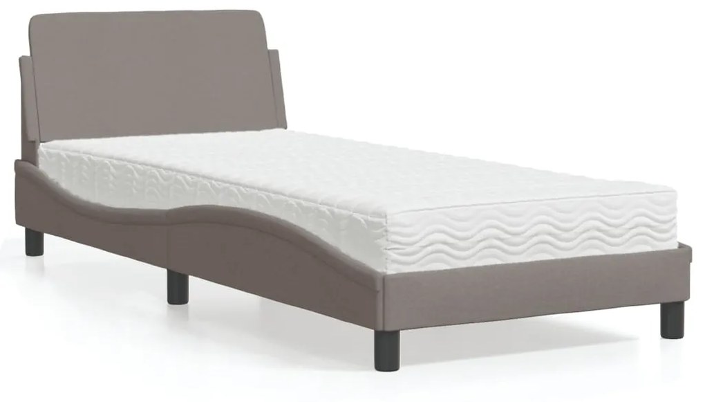 Letto con materasso tortora 90x200 cm in tessuto