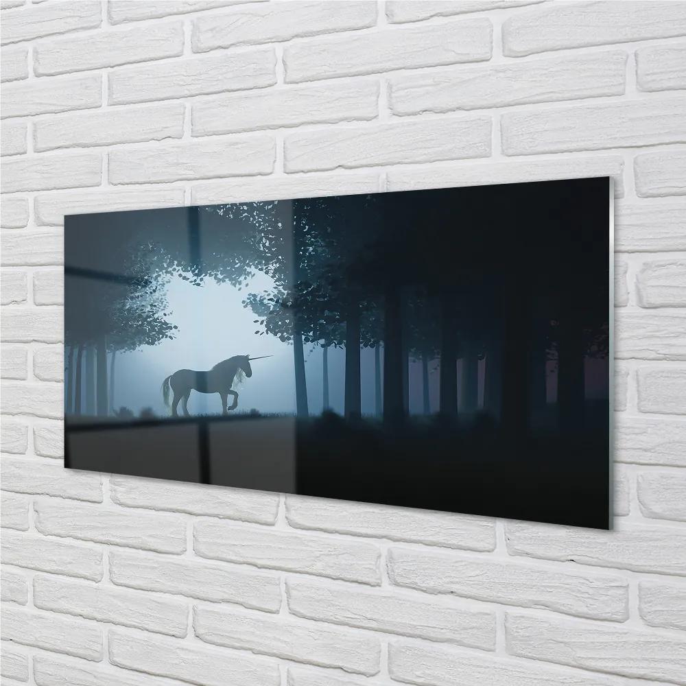 Quadro vetro acrilico Forest Night Unicorn 100x50 cm
