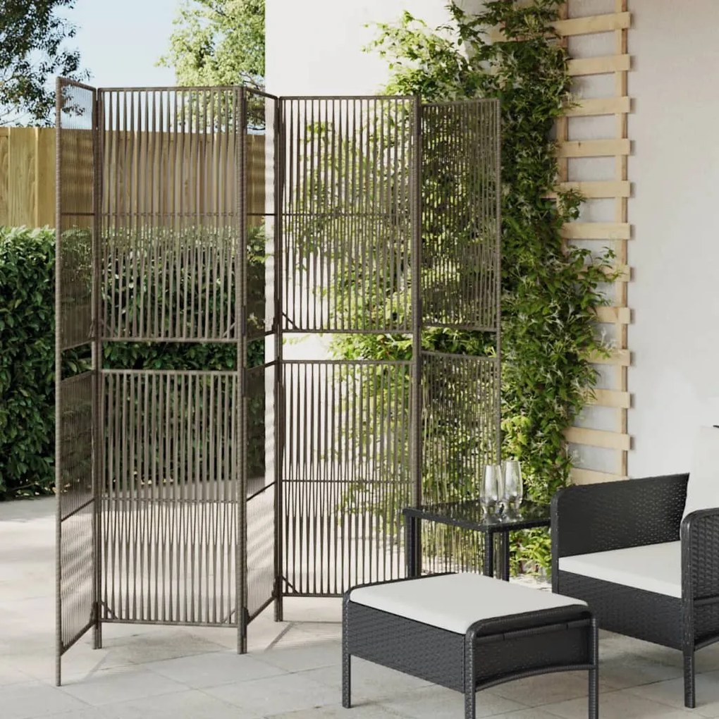 Divisorio Per Ambienti A 6 Pannelli Grigio İn Polyrattan /