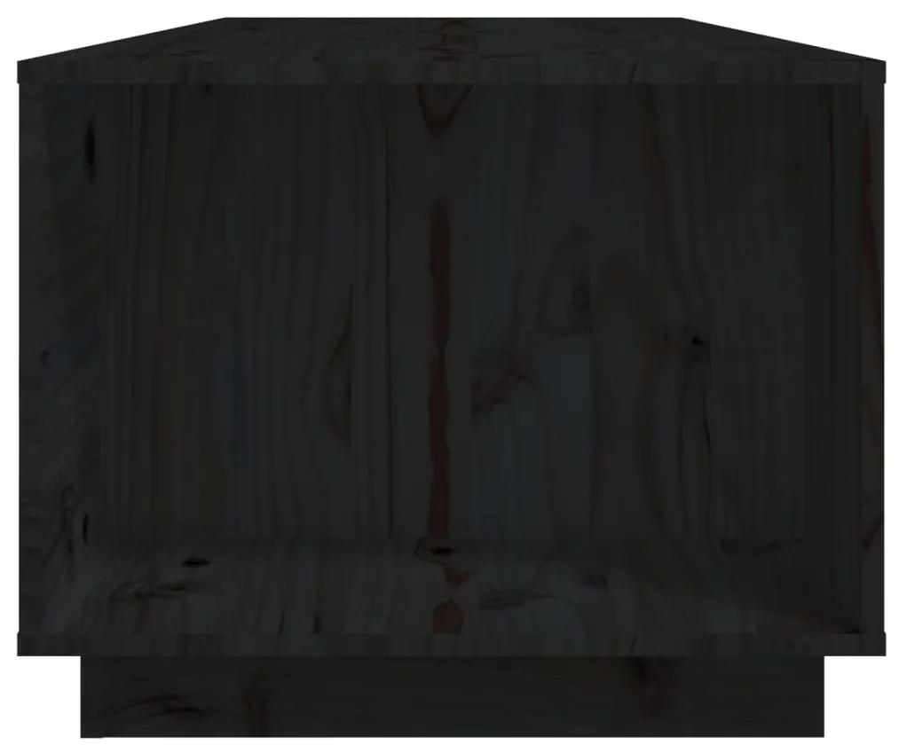 Tavolino da Salotto Nero 110x50x40 cm Legno Massello di Pino