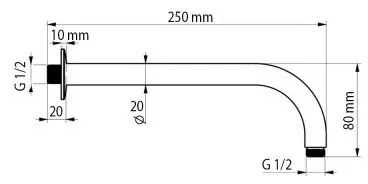 Braccio Doccia Tondo 25cm di design con attacco Soffione Inclinato
