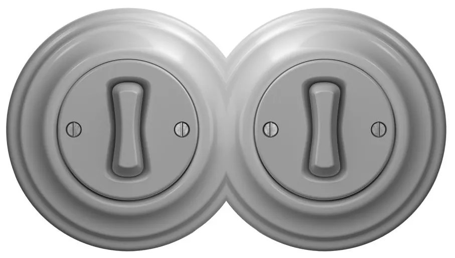 Kliklap - Interruttore doppio unipolare in stile retrò con cornice n. 1, grigio