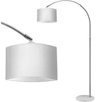 Lampada Arco Piantana Terra Design Moderno Metallo Paralume Tessuto E27 Bianco