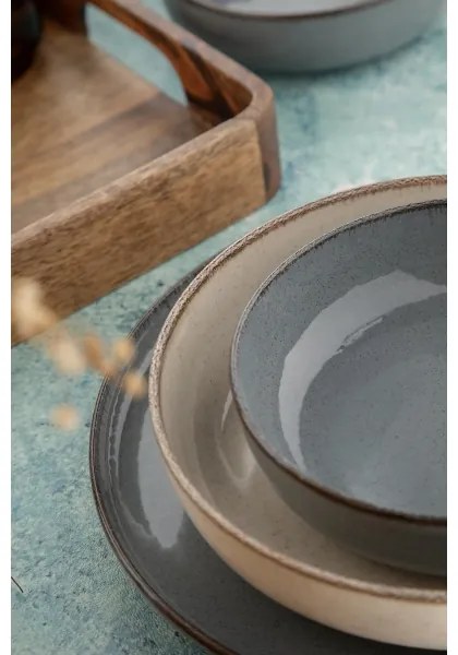 Servizio da tavola 16 pezzi grigio/beige/porcellana