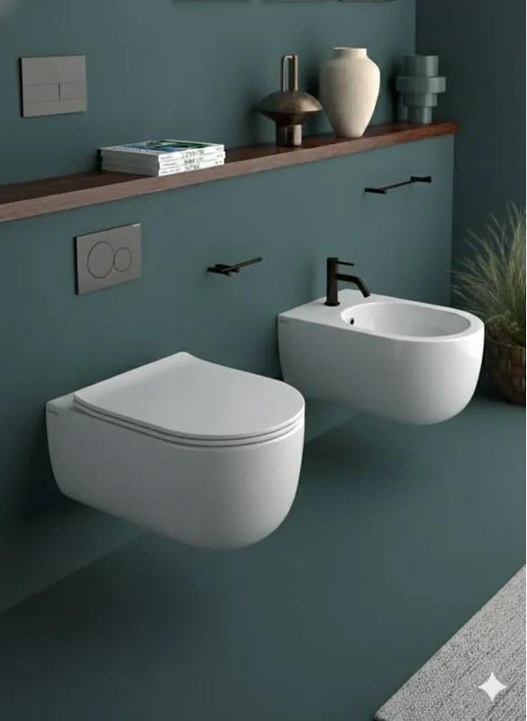 Bidet sospeso bianco opaco best OLYMPIA CERAMICA L 36 x H 27 x P 53 cm, con fissaggi inclusi