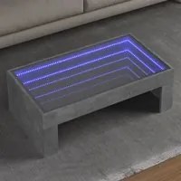 Tavolino da Salotto con LED Infinity Grigio Cemento 90x50x30 cm 847619