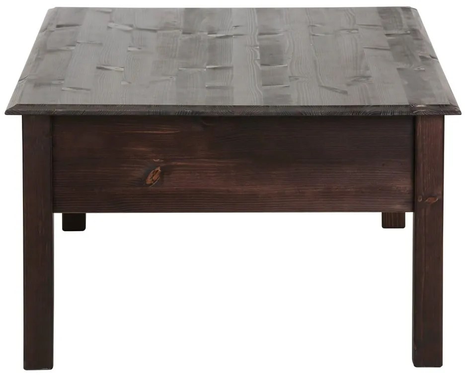 Tavolino in pino massiccio marrone scuro con 2 cassetti Linda - Støraa