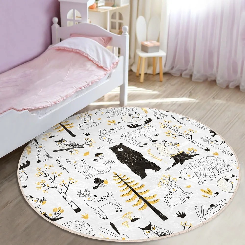 Tappeto per bambini giallo e bianco ø 120 cm Comfort - Mila Home