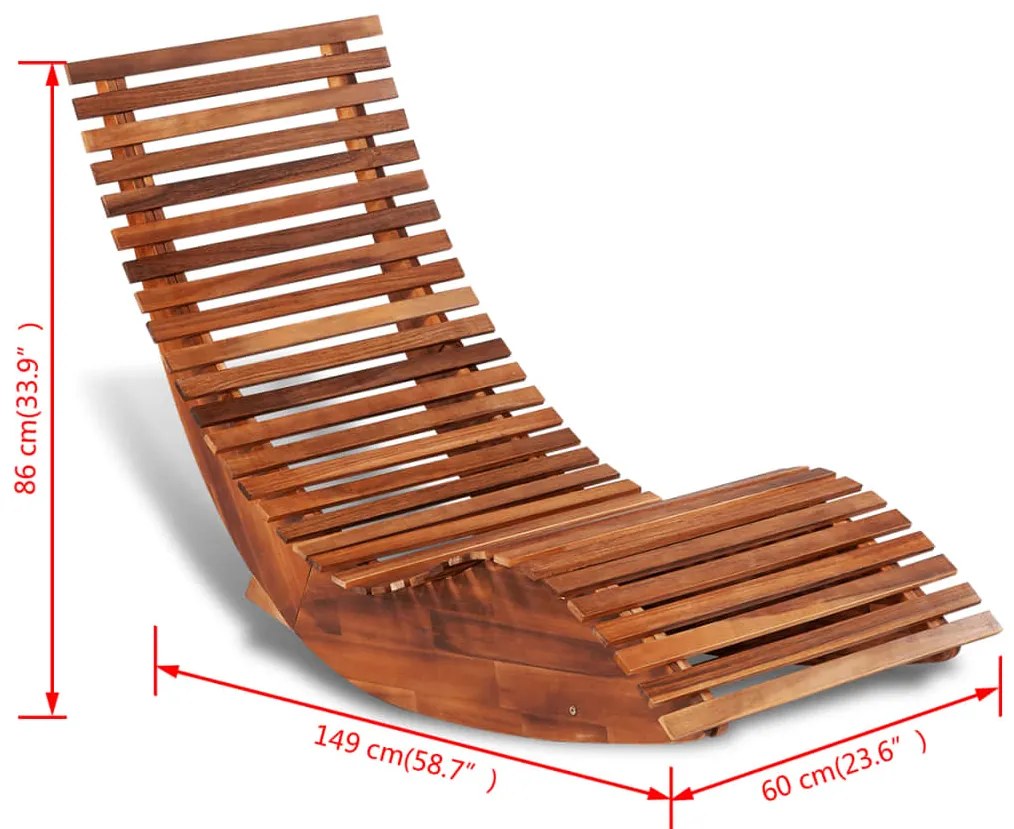 Lettino Prendisole a Dondolo in Legno di Acacia