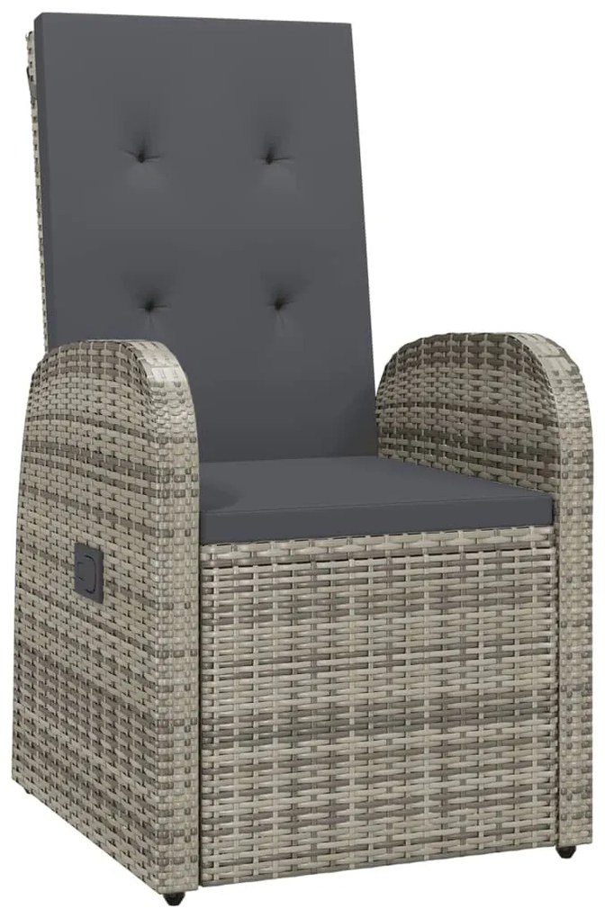 Set da pranzo da giardino 7 pz con cuscini in polyrattan grigio