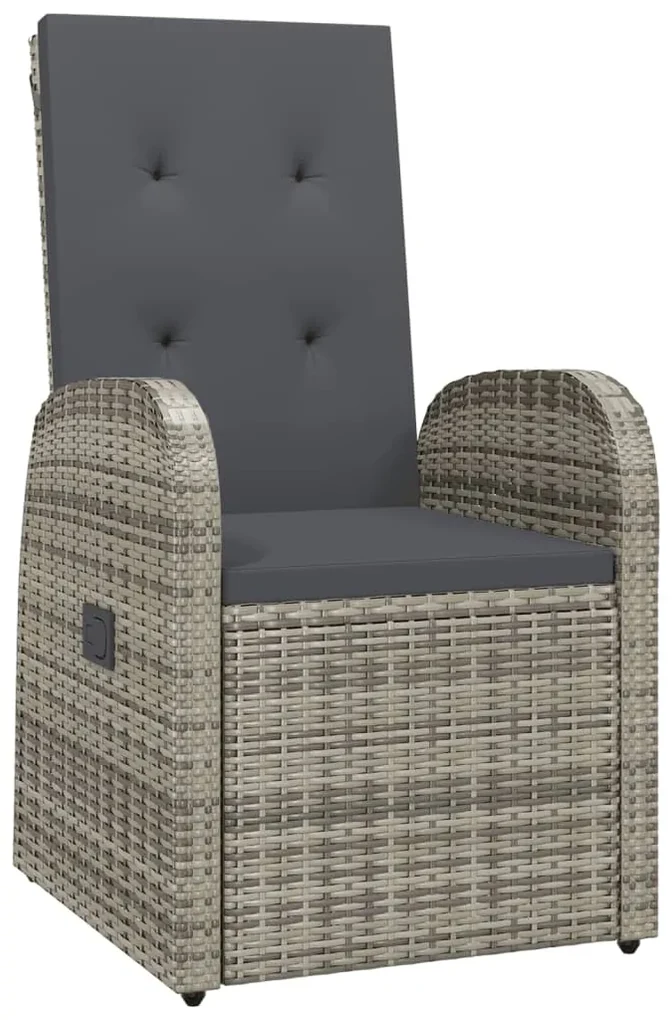 Set da pranzo da giardino 7 pz con cuscini in polyrattan grigio