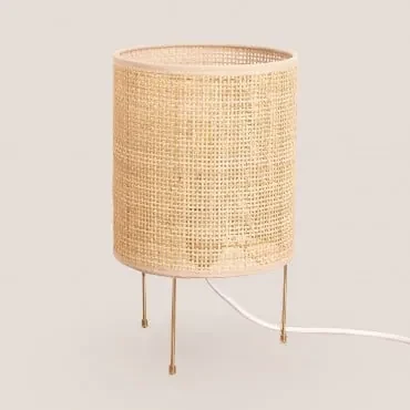 Lampada da Tavolo in Rattan e Metallo Muit Marrone Naturale - Sklum