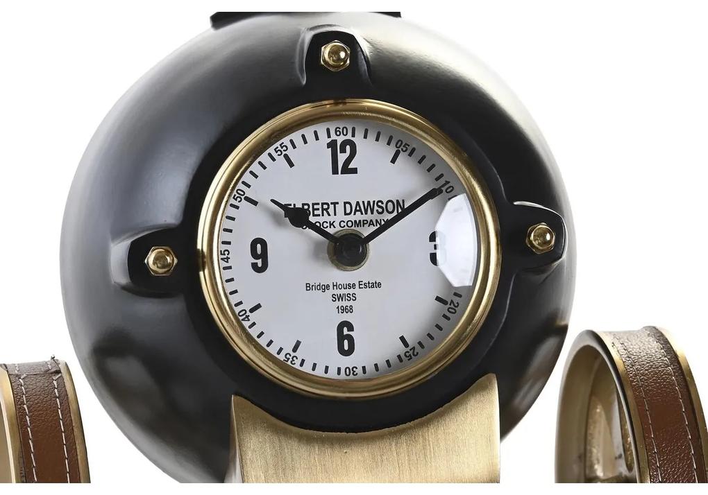 Orologio da Tavolo DKD Home Decor 20,5 x 20,5 x 21,5 cm Nero Dorato Alluminio Resina Coloniale