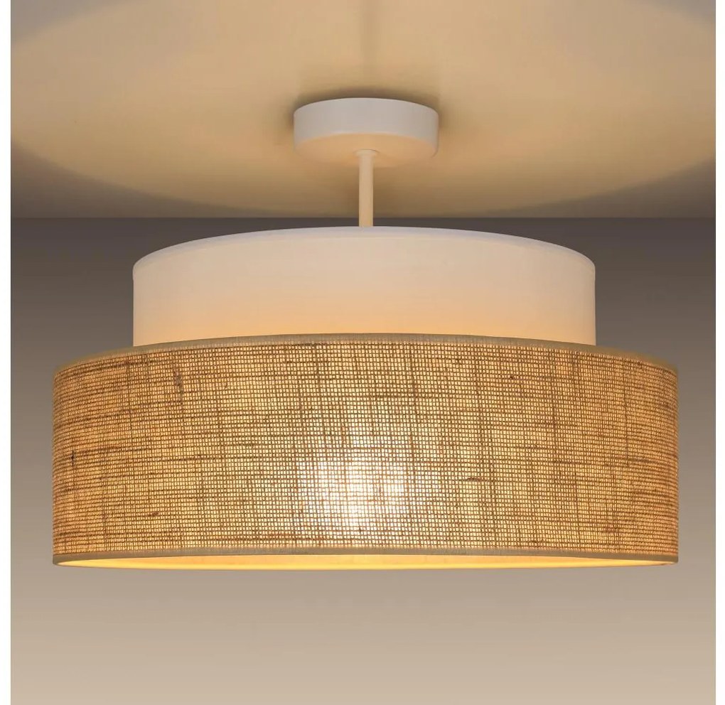 Lampadario a plafone BOHO 1xE27/60W/230V diametro 40 cm bianco/beige