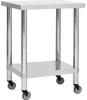 Tavolo da Lavoro Cucina con Ruote 80x30x85 cm in Acciaio Inox 51634