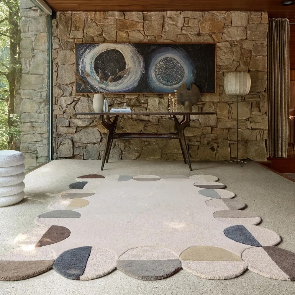 Tappeto greige in lana tessuto a mano 120x170 cm Mia Scallop Frame – Flair Rugs