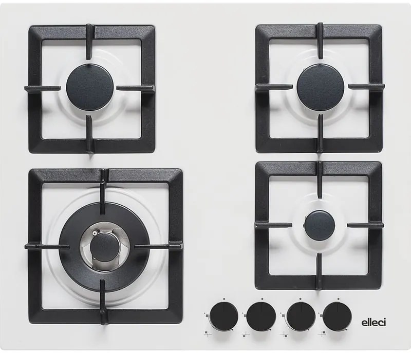 Piano cottura 4 fuochi ELLECI bianco griglie in ghisa