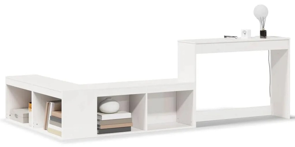 Comodino con scrivania bianco 232x112x75 cm in legno di pino