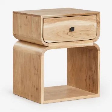Comodino Ferni In Legno 40x35 Cm Acacia Rustica Marrone - Sklum