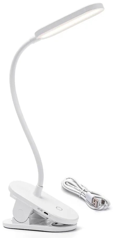 Aigostar - LED Lampada da tavolo ricaricabile dimmerabile con clip LED/2,5W/5V 1200mAh bianco