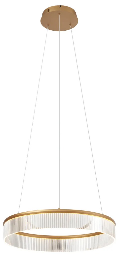 Lampada a sospensione moderna ottone 59cm incl. LED dimmerabile a 3 livelli - Anello Chandelier