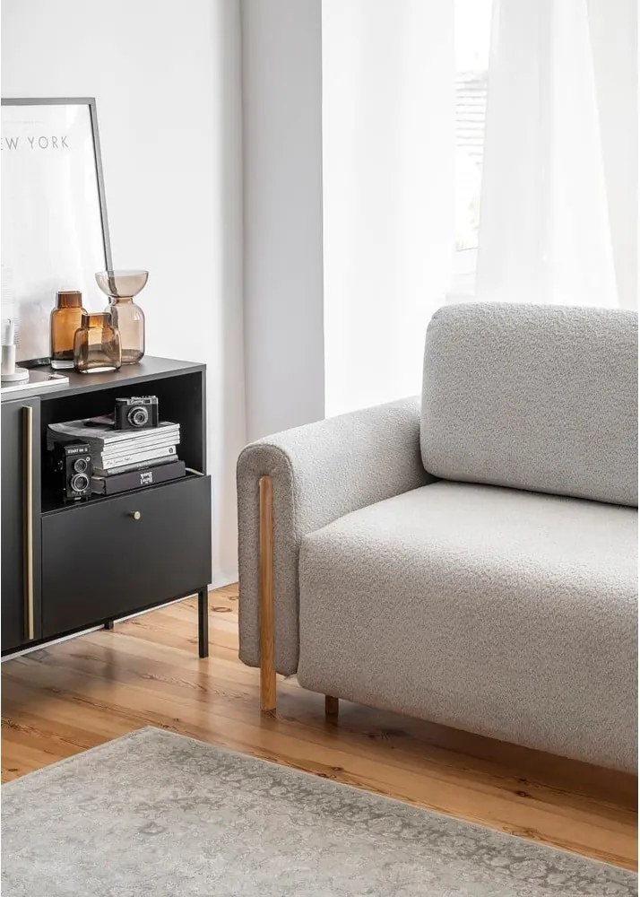 Divano grigio chiaro allungabile/con contenitore e rivestimento in bouclé 244 cm Arcadova – ELTAP