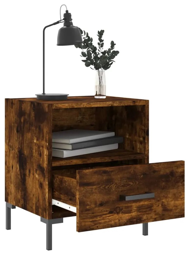 Comodini 2 pz rovere fumo 40x35x47,5 cm in legno multistrato