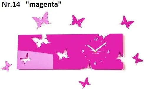 Orologio da parete con farfalle in vetro acrilico Rosa