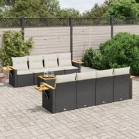 Set Divani da Giardino 9 pz con Cuscini Nero in Polyrattan 3226658